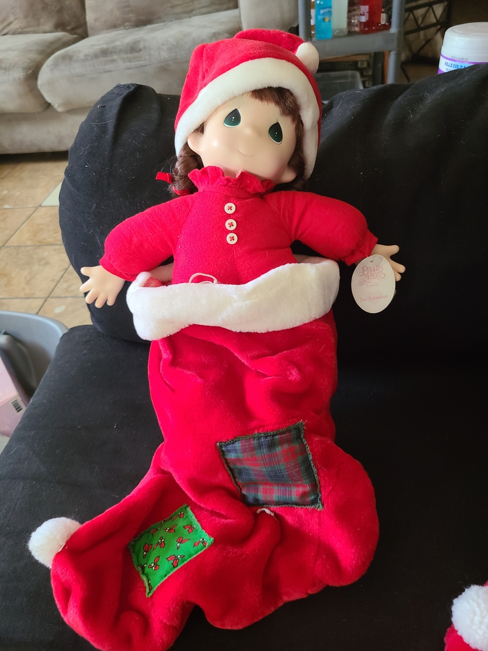 Precious Moments Red and White Christmas Doll Stocking